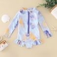 thumbnail image 2 of Girl Rash Guard Swimsuits Flounce Printed Long Sleeve Sun Protection Bathing Suits for Girls 3-4 Years Girl Fashion, 2 of 7