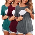 thumbnail image 1 of Vêtements de Grossesse Offres de l'Action de Grâce Liquidation Été Vêtements de Maternité pour Femmes Col Rond Manches Courtes Volants Pli Hauts de Grossesse, 1 of 5