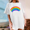 thumbnail image 2 of Haut pour Femme Été Vintage Manches Tombantes Imprimé Arc-en-Ciel Manches Courtes Hauts Blouse, 2 of 7