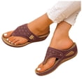 thumbnail image 3 of Orthopedic Wedge Slides Sandals for Women Wide Width Comfortable Leather Arch Support Walking Flip Flops, 3 of 5