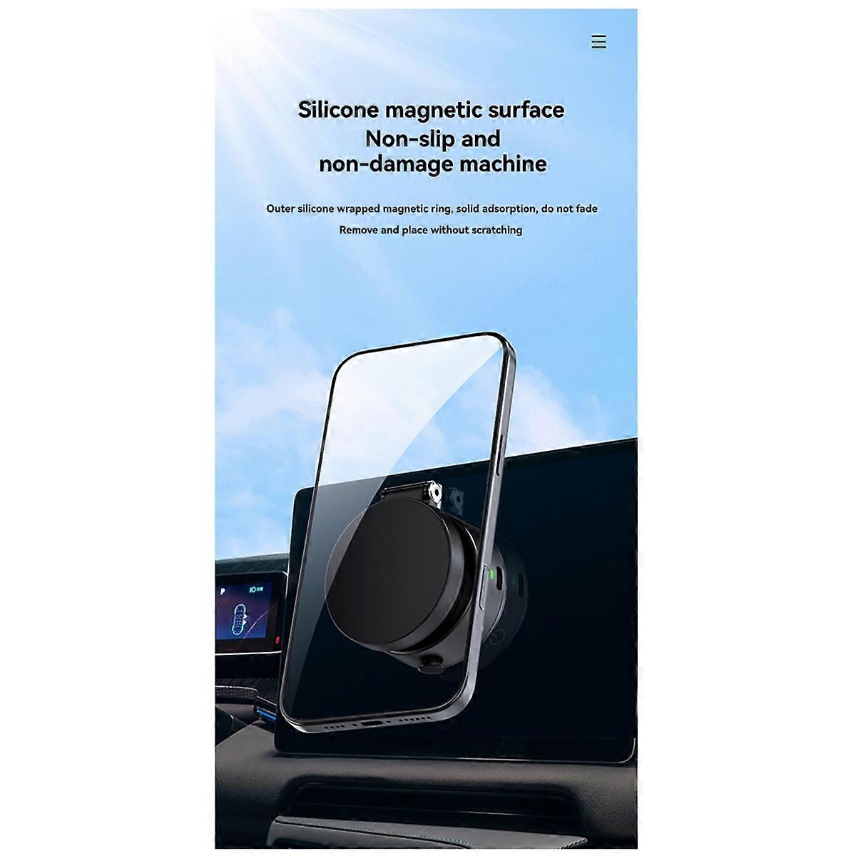 Suction Magnetic Car Phone Holder, Electric Magnetic Car Phone Holder Mount Foldable Adjustable Car Mount
