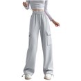 thumbnail image 2 of RXIRUCGD Women's Solid Color Velvet With Drawstring Wide Leg Workwear Pants, Gray, Size: M, 2 of 3
