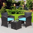 thumbnail image 1 of Costway 3PCS Patio Rattan Wicker Furniture Cushion Sofa Coffee Table Turquoise, 1 of 9