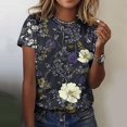 thumbnail image 2 of Pisexur Hauts d'Été pour Femmes, Chemisiers pour Femmes Chic Décontracté Hauts pour Femmes à la Mode Chandail Décontracté pour Femmes Imprimé à Manches Courtes Col Rond Haut, Hauts Grande Taille pour Femmes Multicolore, G, 2 of 4