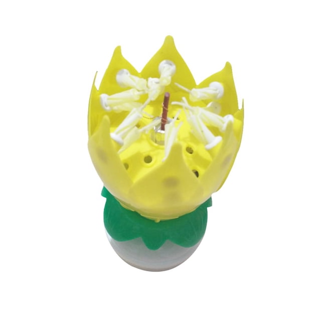 MesaSe New Double-deck Rotating Music Lotus Flower Candle For Birthday