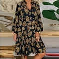 thumbnail image 4 of Birdeem Womens Ladies Casual Plus Size Loose Print Long Sleeve V-Collar Button Mini Dress, 4 of 9
