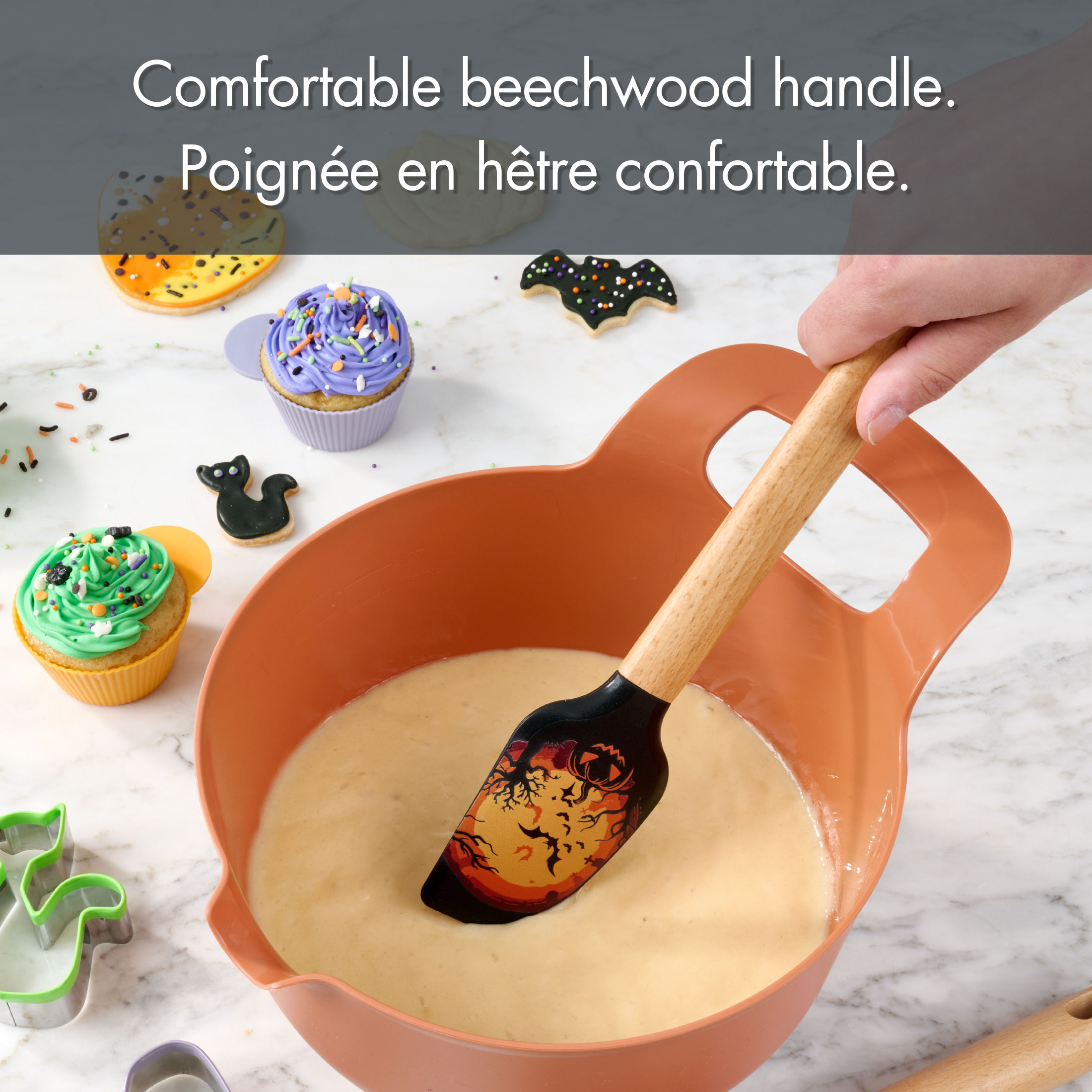 Tout-pour-célébrer spatule silicone 12", chauve-souris noire