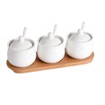thumbnail image 1 of Ceramic Sugar Bowl With Lid, Porcelain Sugar Pot With Spoon, Small Salt Pot, Storage Jar , For Coffee Bar, Restaurant-White-3 Set, 1 of 8