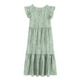thumbnail image 4 of Yanlir Robe d'Été à Volants pour Filles 4-14 Ans, Robes Trapèze pour Enfants Sans Manches à Col Rond, Robe Soleil pour des Tenues Confortables et Stylées (Vert#1, 12 Ans), 4 of 5