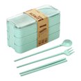 thumbnail image 2 of EGNMCR Lunch Box, Bento Boxes W Heat Straw Three-layer Lunch Box For Office Workers Can Be Microwave Heated Layered Lunch Box Student Compartment Lunch Box Lunch boxs, 2 of 5