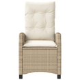 thumbnail image 2 of vidaXL Chaise de Jardin Inclinable avec Coussins Beige en Rotin Poly, 2 of 5