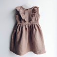 thumbnail image 2 of LNGOOR Bébé Fille Été Coton Lin Robes Volants Décontracté une Ligne de Plage Partie Robe de Soleil 2-6 Ans, 2 of 3
