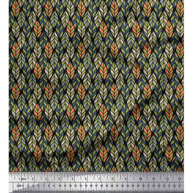 Soimoi Rayon Fabric Leaves Small Printed Craft Fabric by The Yard 42 Inch Wide