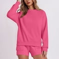 thumbnail image 4 of HAiming Ensemble 2 Pcs pour Femmes Chandail Col Rond Chandails en Molleton et Shorts Surdimensionnés Amples, 4 of 5