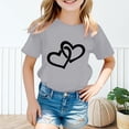 thumbnail image 2 of PMVFHDE T-Shirts Fille T-Shirt Enfant Filles Mignon Graphique Col Rond Manches Courtes Tee Été Décontracté T-Shirt Gris, 1-2 Ans, 2 of 5