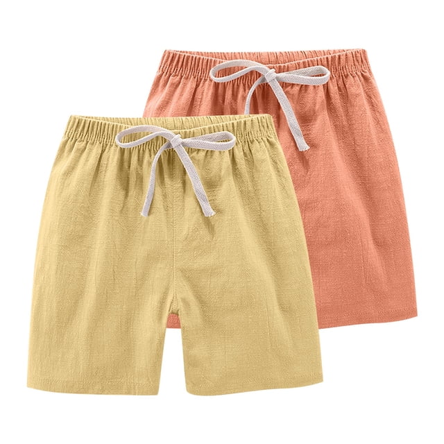Plebaso Shorts Décontractés pour Garçons et Filles, Taille Élastique, Shorts à Enfiler pour Enfants, Shorts de Jogging Légers, Lot de 2