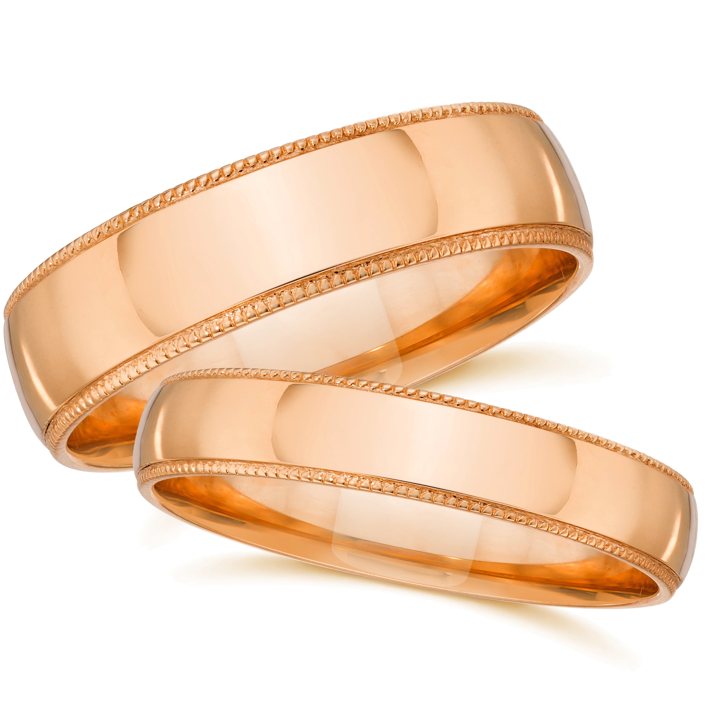 His Hers Matching Wedding Bands 14k Rose Gold
