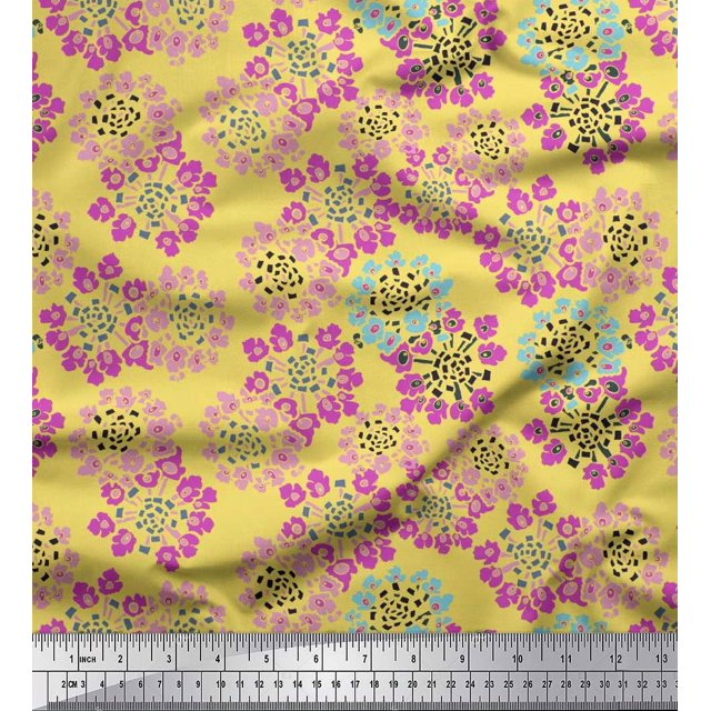 Soimoi Cotton Jersey Fabric Flower Artistic Print Sewing Fabric Yard 58 Inch Wide
