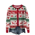 thumbnail image 3 of Wiyuqeen Women's Christmas Knit Cardigans Crewneck Button Down Ribbed Cardigans Long Sleeve Xmas Reindeer Print Jacket Coats, 3 of 5