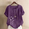 thumbnail image 1 of Jusqu'à 50 % de Rabais Horkkom Hauts Grande Taille pour Femmes Été Décontracté Chemises en Lin à Manches Courtes Col Rond Imprimé Floral Blouses Amples, 1 of 4