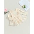 thumbnail image 3 of Honganda Bébé Filles Robe Romper, Manches Longues Fleur Noeud Tulle Patchwork Vêtements de Combinaison, 3 of 9