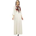 thumbnail image 2 of Bimba Robe Maxi pour Femme avec Foulard à Franges Boho Blanc Cassé Robes d'Été-10, 2 of 6