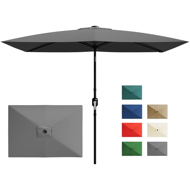 Garvee 10' x 6.5' Rectangular Patio Umbrella with Crank & Push Button Tilt, 6 Sturdy Ribs, Gray