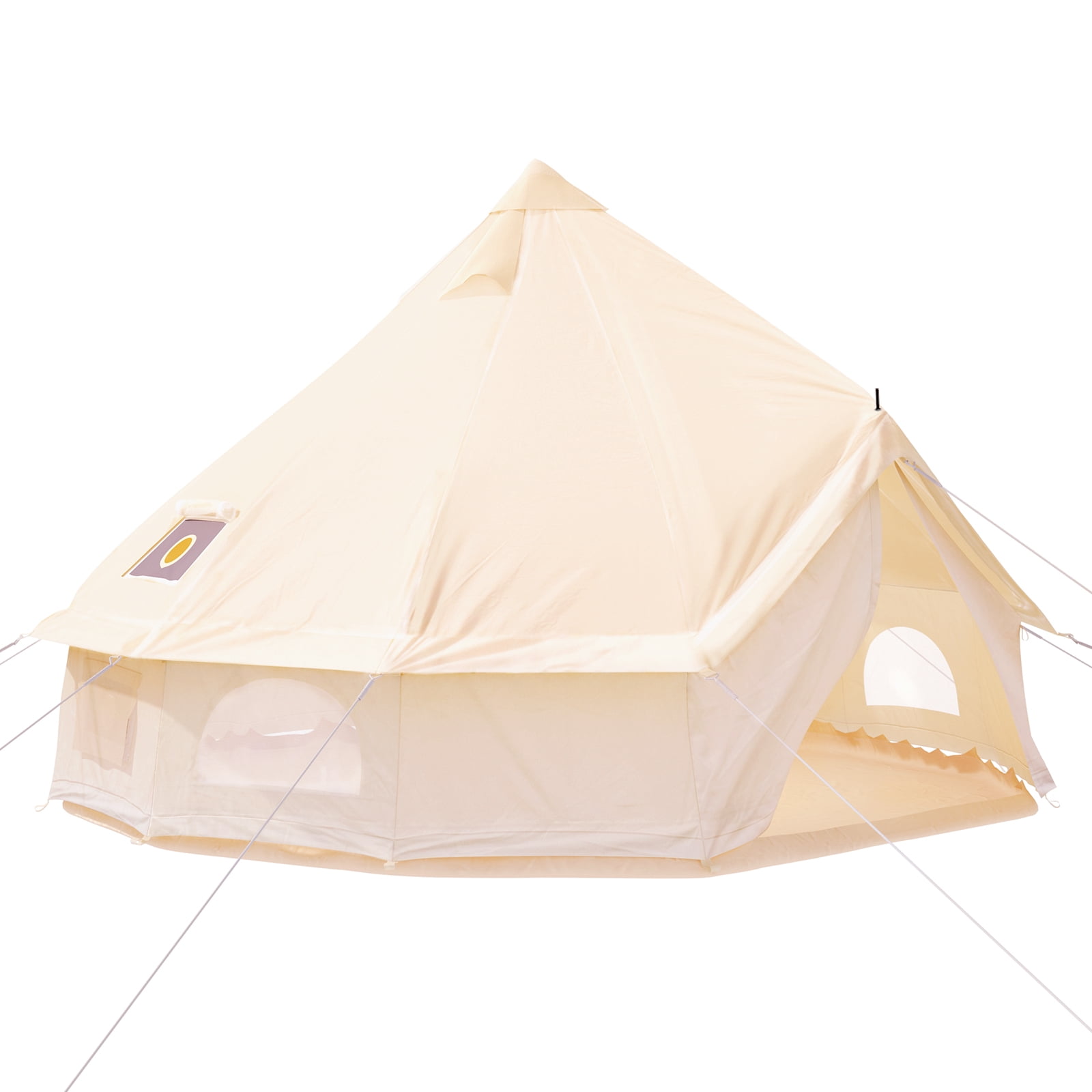 VEVOR Yurt Tent 9.84ft / 3m, Cotton Canvas Bell Tent with Wall Stove Jacket Glamping Tent Waterproof Bell Tent for Family Camping Outdoor Hunting in 4 Seasons