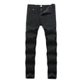 thumbnail image 1 of TIMIFIS Jeans pour Hommes Coupe Classique Régulière Jean en Coton Tendance Mode Micro Élastique Coupe Ajustée à Cordon Élastique Petite Jambe Droite-Blackfall, 1 of 1