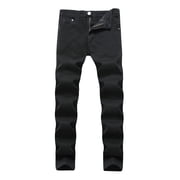 Slim Straight Jeans for Men Jeans Fashion Trend Mens Micro Elastic Slim Tie Elastic Small Straight Leg Jeans Straight Leg Jeans Men