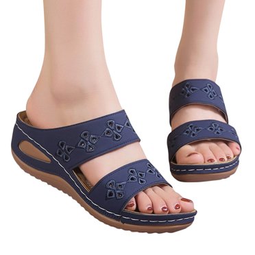 LSLJS Women's Ladies Girl Comfortable Hollow Flowers Open Toe Sandals Soft Sole Shoes, Platform Slippers