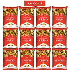 Bikaji Navratna Mix Snacks indiens Sab-Kuch 140g, Boîte de 12, Mélange épicé de nouilles, de lentilles, d'arachides et de pommes de terre séchées au soleil à la farine de Gram