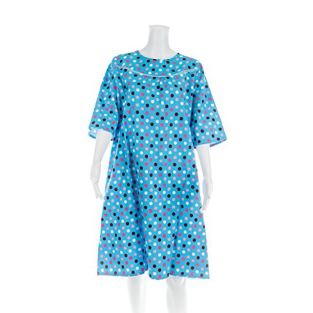 Robe de Flanelle Adaptative pour Femmes (Grande, Pois Colorés avec Fond Bleu - 05)