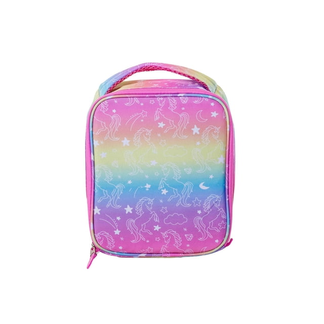 Ensemble de Sacs à Lunch 7 Pcs, Ensemble de Sacs à Lunch Isolés en polyester 600D Licorne Orienté vers l'Avant avec Imprimé Licorne pastel; Comprend un Fourre-Tout Isolé avec Poignée Supérieure et Fermetures à Glissière, Bouteille d'Eau Assortie, Contenant à sandwich, Contenant à Collation, Deux Sacs à Collation Réutilisables Réutilisables et un Rondelle de Glace, Convient aux Dîners Scolaires Ou aux Ensembles de Pique-Nique Compacts.