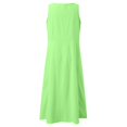 thumbnail image 3 of Kcodviy Robe Femme Couleur Unie Ronde en Soie à Col en V Poches au Cou Décontractée Longue Maxi Robe Quotidienne Robe Débardeur, 3 of 6
