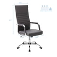 thumbnail image 3 of Leather Office Chair, High back Ribbed Executive Modern Conference Room Chairs with Arms Task Chair Adjustable Swivel Chair for Home Office, Black, 3 of 7