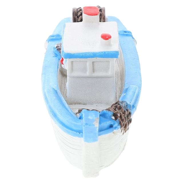 WRITWAA 1Pcs Resin Mini Fishing Boat Decor Mediterranean Style Multi Color 3.93X1.77X1.38In Nautical Table Decor