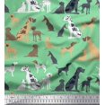 thumbnail image 1 of Soimoi Green Poly Georgette Fabric Mix Dog Print Sewing Fabric Yard 42 Inch Wide, 1 of 3