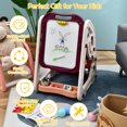 thumbnail image 2 of Patiojoy 3-in-1 Height Adjustable Kids Art Easel Double Sided Magnetic Whiteboard & Chalkboard with Book Rack Red, 2 of 6