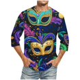 thumbnail image 1 of UVEASISHA Mardi Gras T-Shirts à Manches 3/4 pour Hommes, T-Shirts Graphiques à Imprimé Masque Fantaisie, Col Rond, Chandail Décontracté pour Carnaval et Fête, Hauts de Parade des Fêtes Fantaisie, Offres à 70 pour Cent de Rabais, Multicolore TG, 1 of 4