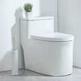 thumbnail image 2 of hometrends Faux Marble White Toilet Brush and Holder, 1 toilet bowl brush with metal handle and sandstone holder for bathroom use, 2 of 3