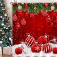 thumbnail image 1 of Todaioua Rideau de Douche avec Boucle de Suspension, Joyeux Noël Arbre avec Boules Nœud Rideaux de Douche en Tissu Imperméable Flocon de Neige d'Hiver Pin sur Rideau de Bain Rouge pour Salle de Bain, 71 Pouces x 35 Pouces, 1 of 7