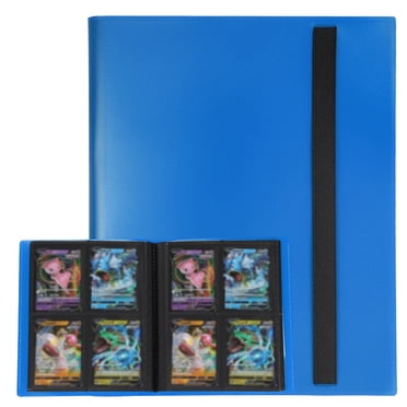 Uxcell 4 Pocket Trading Card Binder, PU Cover Card Collection Binder 160 Side Loading Card Binder Card Album Folder for TCG, Game Cards, Sports Cards(Light Blue)