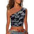 thumbnail image 2 of Leutsin Womens Print Tank Crop Tops Sleeveless One Shoulder Shirt Summer Charming Tees, 2 of 7