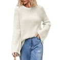 thumbnail image 2 of Dvkptbk Chandails pour Femmes Femmes Col Rond Uni Mode Tricot Ample Chandail Vêtements en Liquidation, 2 of 6