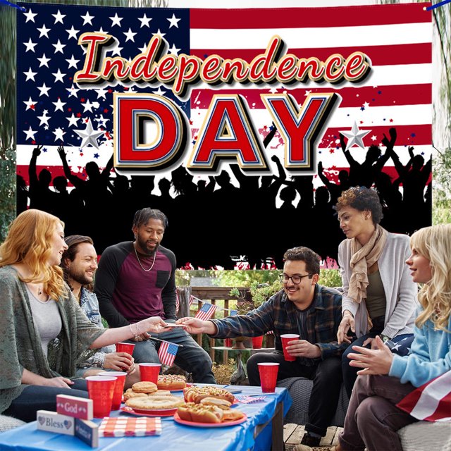 Meitianfacai Independence Day Decorations Congratulations Independence Day Banner Holiday Party Decorations Hanging Flags Patriotic Decorations Photo Backdrops