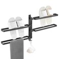 thumbnail image 3 of Durable Waterproof and Moisture-proof Black Slipper Rack Free Perforated Space Aluminum Toilet Rack Bathroom Rotating Folding Movable Towel Rack, 3 of 9