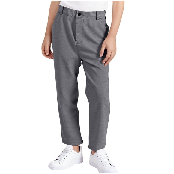 Boys School Uniform Dress Pants, Stretch Straight Chino Pants for Classroom Wear Big Kids 3-16 Years