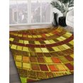 thumbnail image 3 of Ahgly Tapis Rond Lavable en Machine Intérieur Transitionnel Orange Or, 6 Pieds Rond, 3 of 7