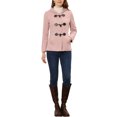 thumbnail image 2 of INSPIRE CHIC Women's Toggle Duffle Coat Zipper Front Solid Cropped Hooded Anorak M Pink, 2 of 6